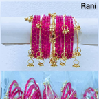 Traditional Glass Bangles with Golden Kangan | ( set of 12 )