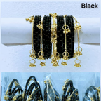 Traditional Glass Bangles with Golden Kangan | ( set of 12 )