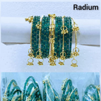 Traditional Glass Bangles with Golden Kangan | ( set of 12 )