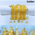 Traditional Glass Bangles with Golden Kangan | ( set of 12 )