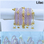 Traditional Glass Bangles with Golden Kangan | ( set of 12 )