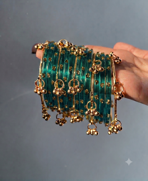 Crystal Dot Transparent Bangles Set | Shiv-Shakti | (12 Pieces)