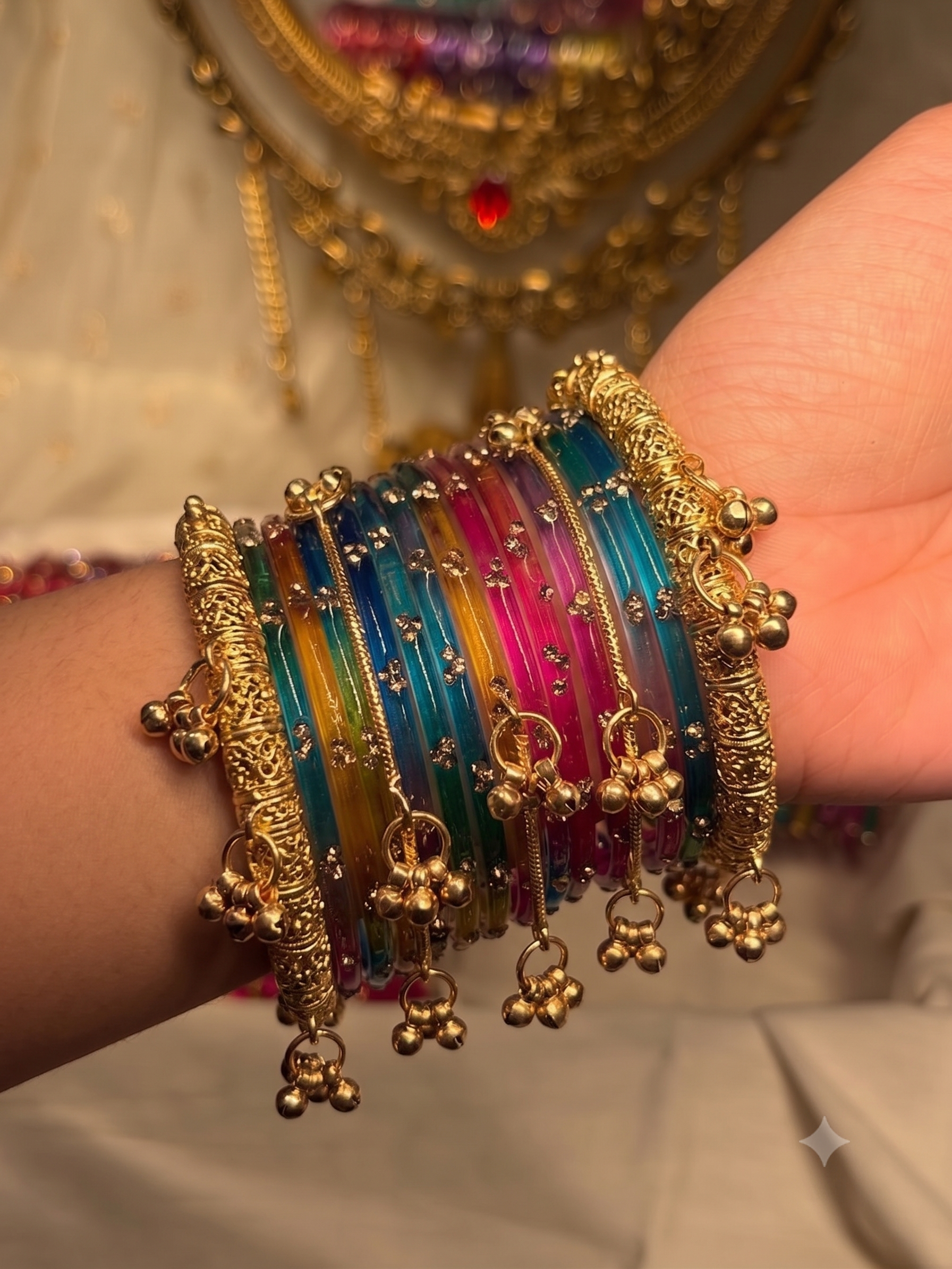 Crystal Dot Transparent Bangles Set | Shiv-Shakti | (12 Pieces)
