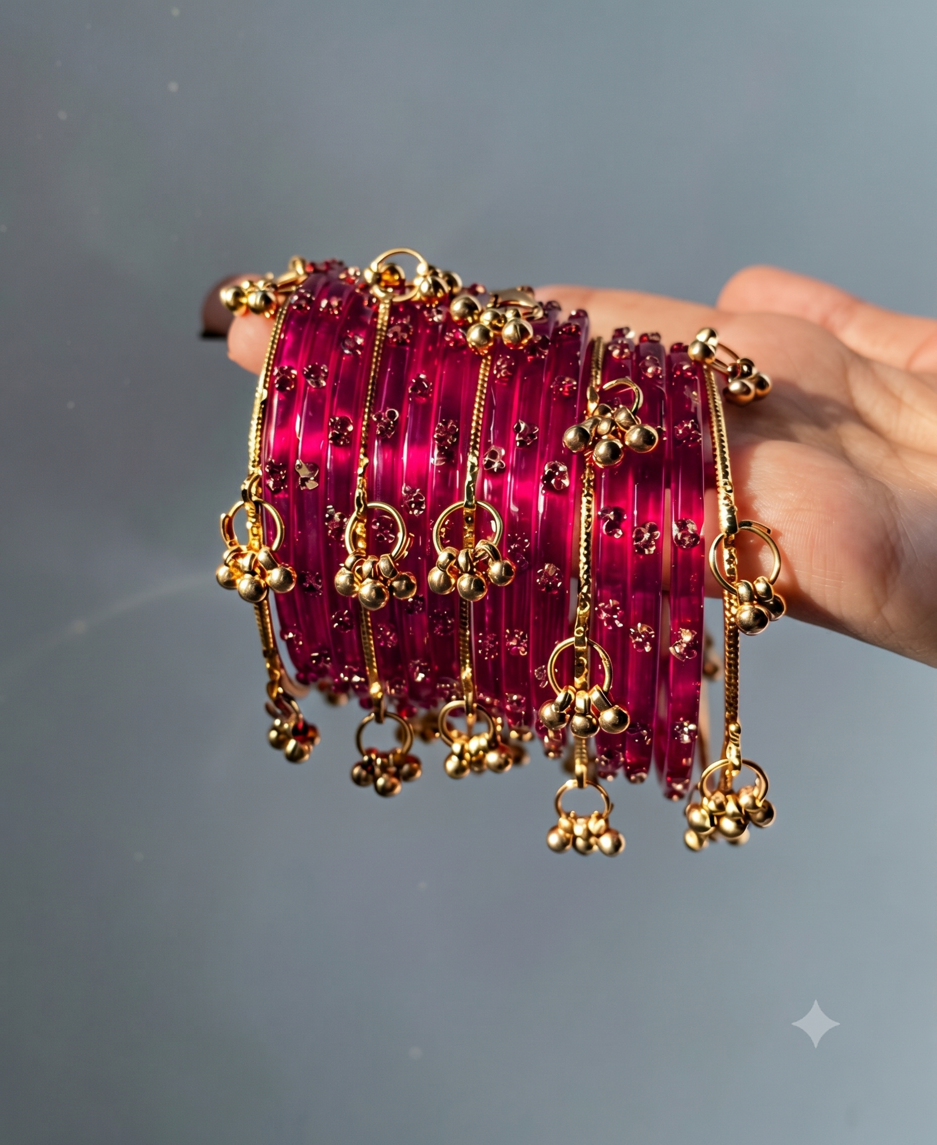 Crystal Dot Transparent Bangles Set | Shiv-Shakti | (12 Pieces)