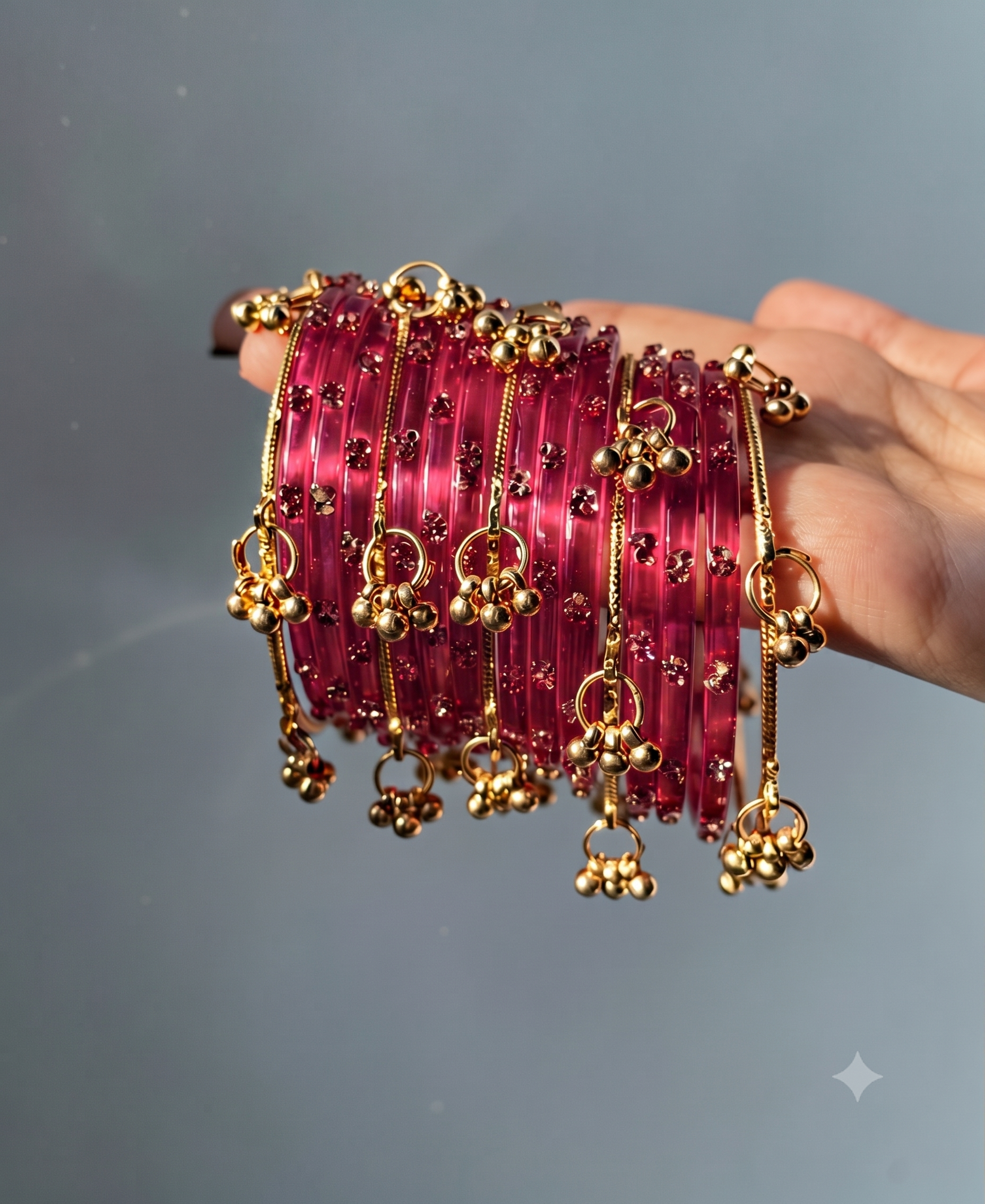Crystal Dot Transparent Bangles Set | Shiv-Shakti | (12 Pieces)