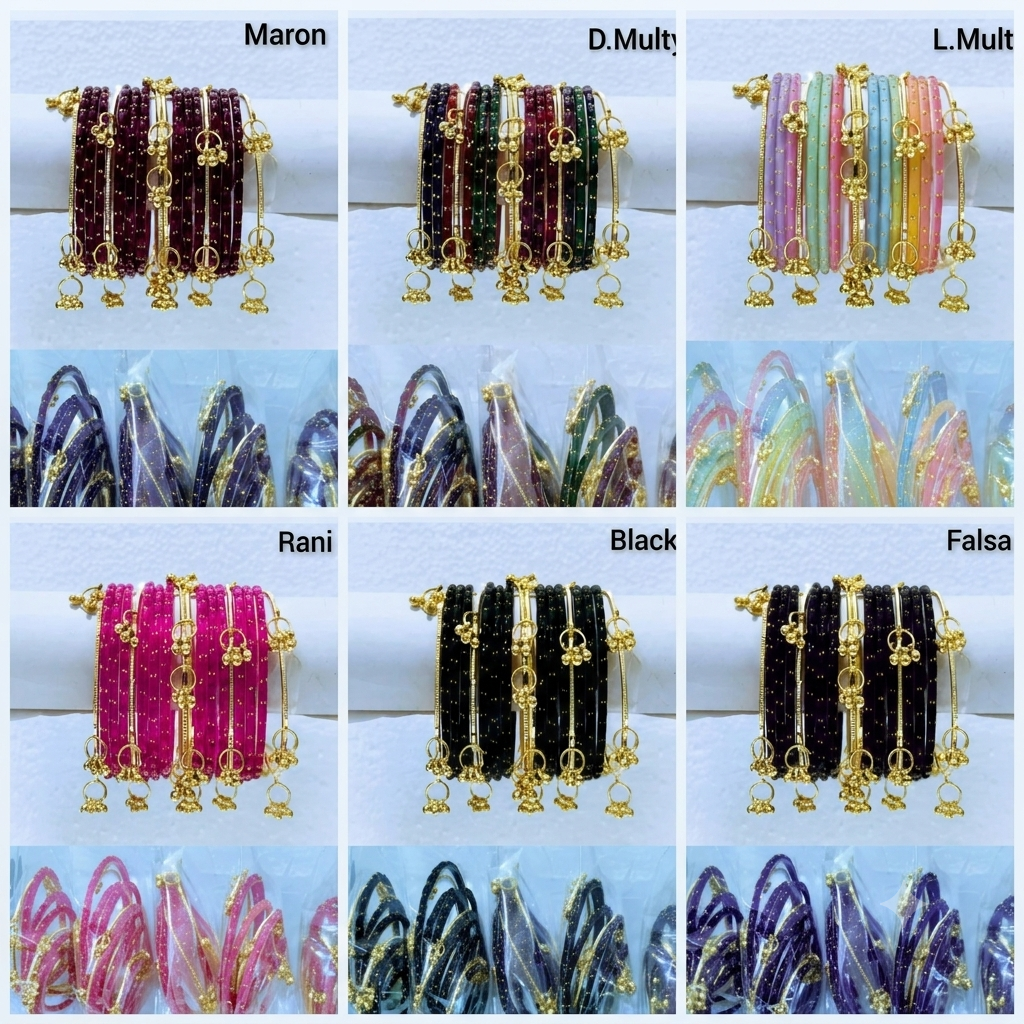 ShivShakti Premium Collection – Set of 12 Multicolor glass Bangles