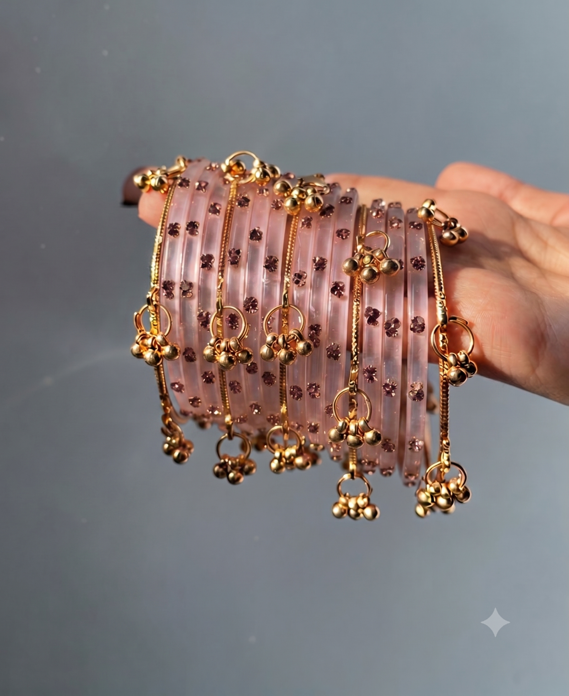 Crystal Dot Transparent Bangles Set | Shiv-Shakti | (12 Pieces)